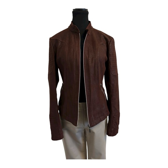 Olsen Europe faux suede jacket size 8 bordeaux colour - Picture 5 of 15